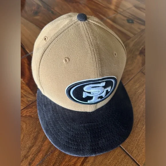 SAN FRANCISCO 49ERS 2-TONE COLOR PACK 59FIFTY FITTED HAT Tan/Black fitted 7 1/8 - Picture 2 of 5